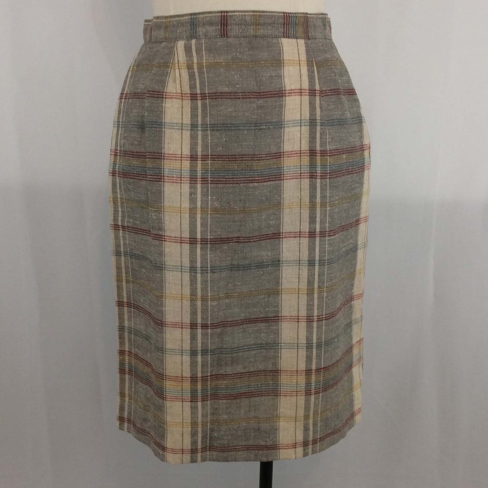 Peabody House Vintage Plaid Straight Skirt‎ Pockets